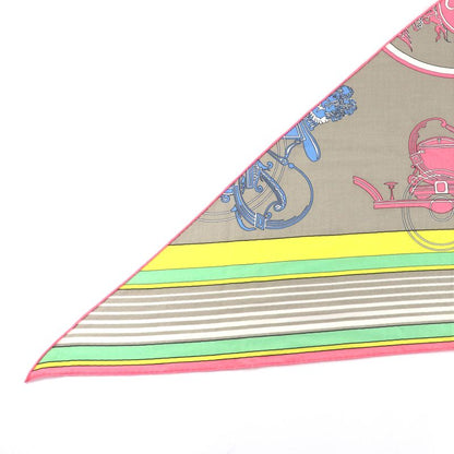 Hermes Triangle Exlibris Cashmere Silk Beige Sandle Pink Jeanne Vif Shawl with