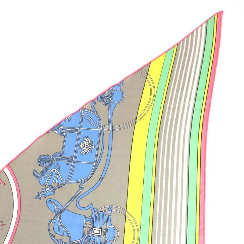 Hermes Triangle Exlibris Cashmere Silk Beige Sandle Pink Jeanne Vif Shawl with