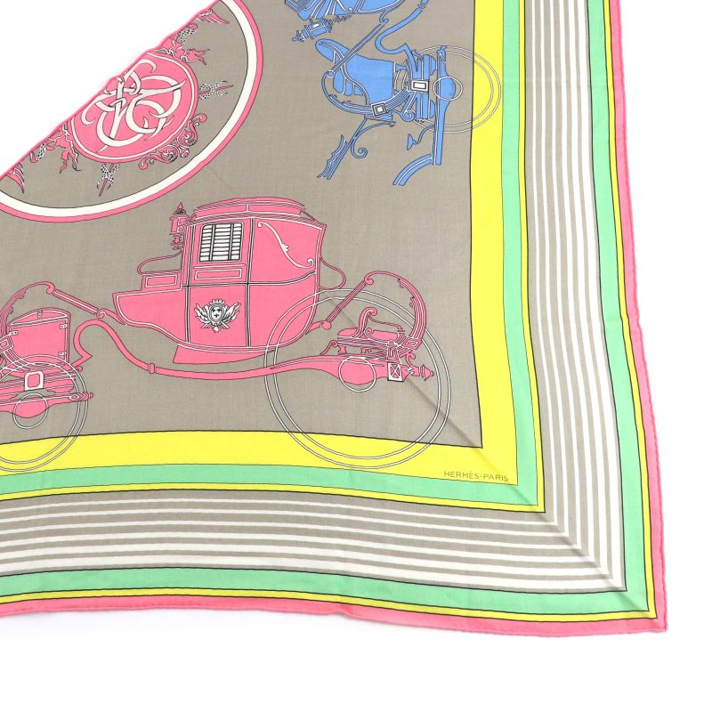Hermes Triangle Exlibris Cashmere Silk Beige Sandle Pink Jeanne Vif Shawl with