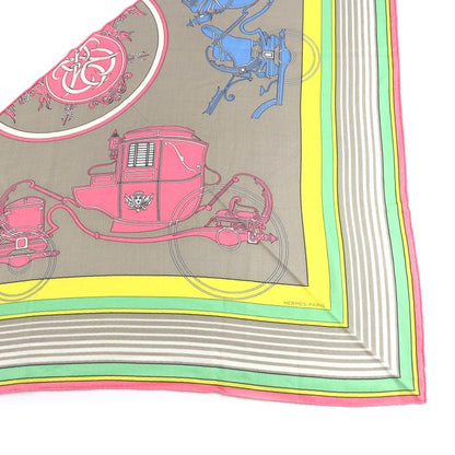 Hermes Triangle Exlibris Cashmere Silk Beige Sandle Pink Jeanne Vif Shawl with