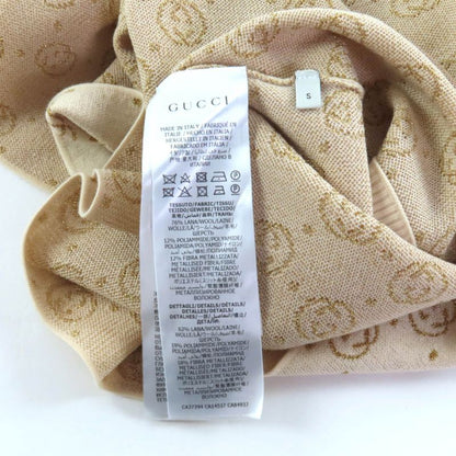 Gucci 605910 605923 Interlocking G Lame Knit Cardigan + Skirt Setup Suit Beige