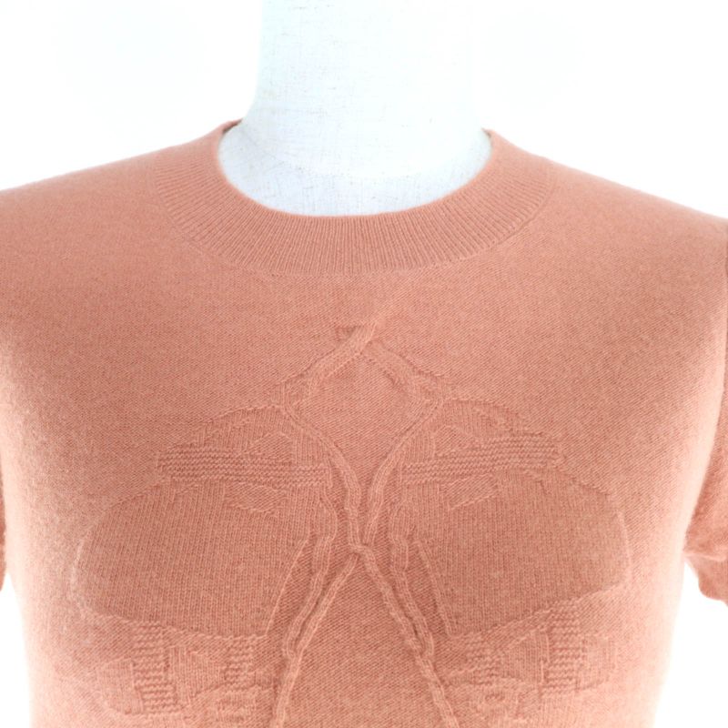 Hermes 21aw Brides de Gala Wool Cashmere Blend Crew Neck Short Sleeved Knit