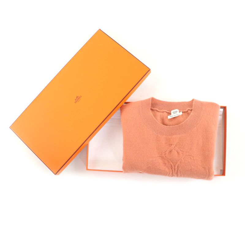 Hermes 21aw Brides de Gala Wool Cashmere Blend Crew Neck Short Sleeved Knit