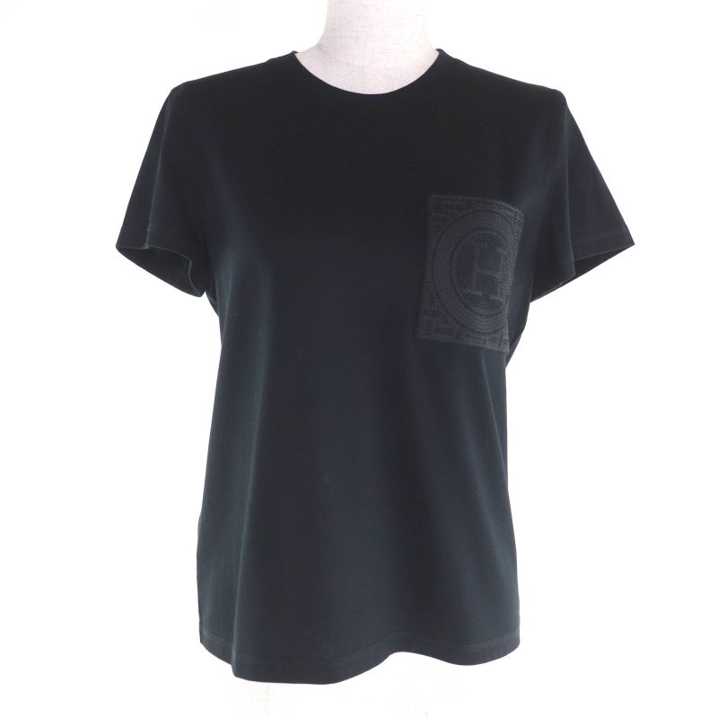 Hermes 23aw 3h4614dl 100% Cotton H Logo Embroidered Crew Neck Short Sleeve