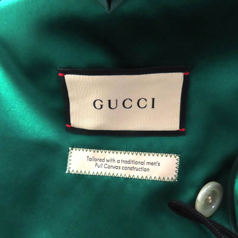 Gucci 22aw 686441 100% Silk Double Breasted Jacket Outerwear Green 44 Made in