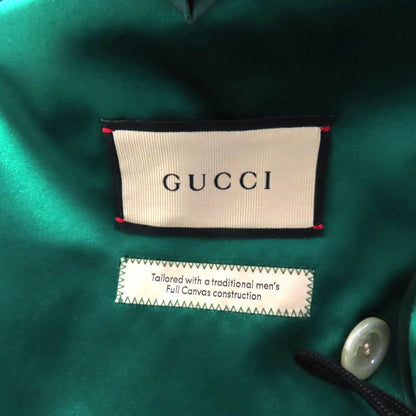 Gucci 22aw 686441 100% Silk Double Breasted Jacket Outerwear Green 44 Made in