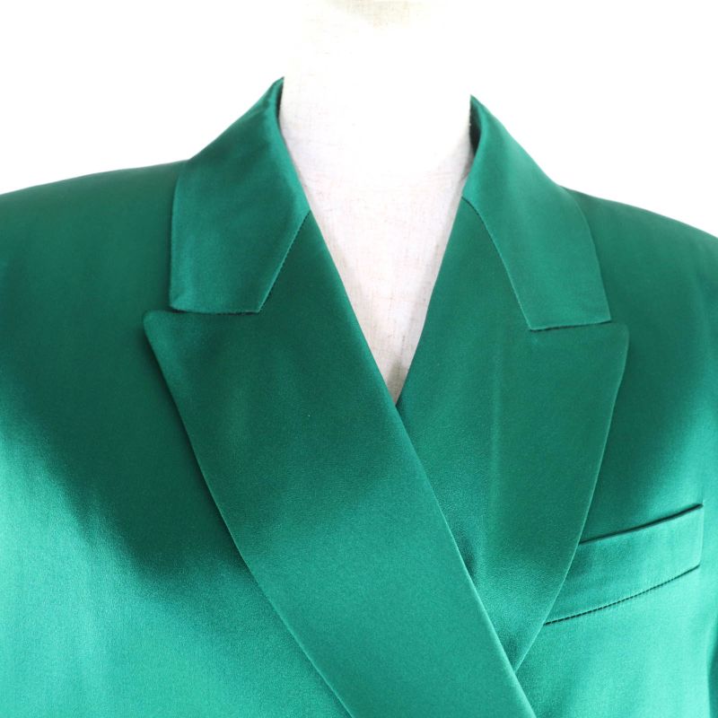 Gucci 22aw 686441 100% Silk Double Breasted Jacket Outerwear Green 44 Made in
