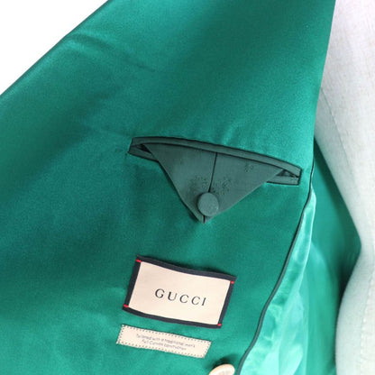 Gucci 22aw 686441 100% Silk Double Breasted Jacket Outerwear Green 44 Made in