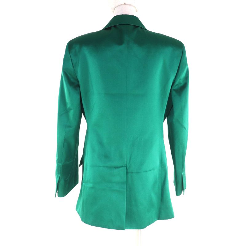 Gucci 22aw 686441 100% Silk Double Breasted Jacket Outerwear Green 44 Made in