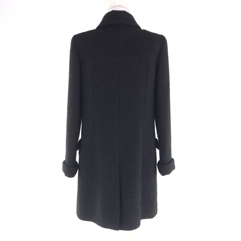 Chanel P62079 Lined with 100% Silk Tweed Coat with Coco Mark Buttons Wool Coat