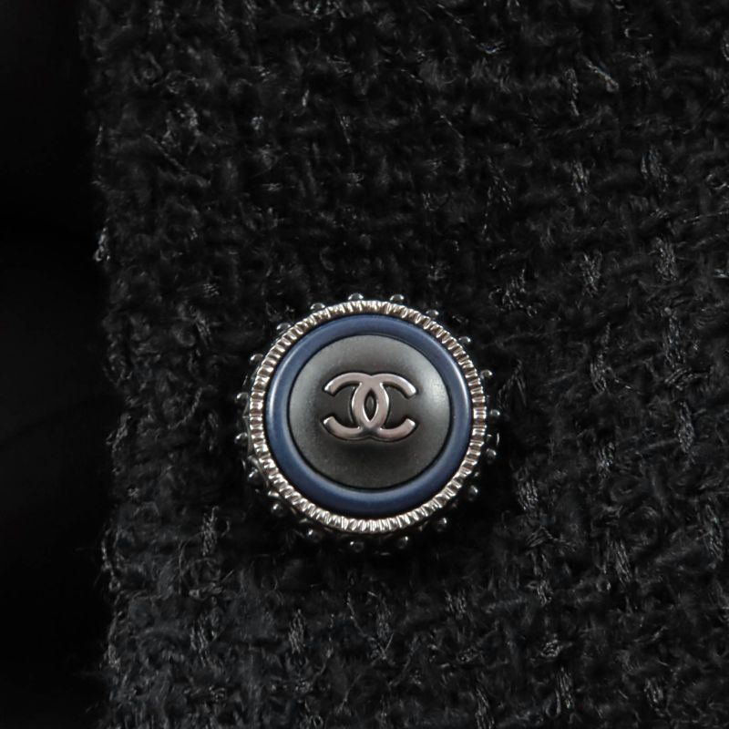 Chanel P62079 Lined with 100% Silk Tweed Coat with Coco Mark Buttons Wool Coat