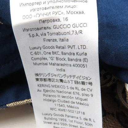 Gucci 786389 Linen Blend GG Jacquard Center Press Pants Beige Navy 36 Made in
