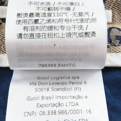 Gucci 786389 Linen Blend GG Jacquard Center Press Pants Beige Navy 36 Made in