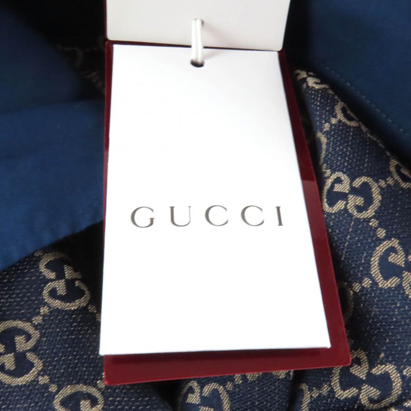 Gucci 786389 Linen Blend GG Jacquard Center Press Pants Beige Navy 36 Made in