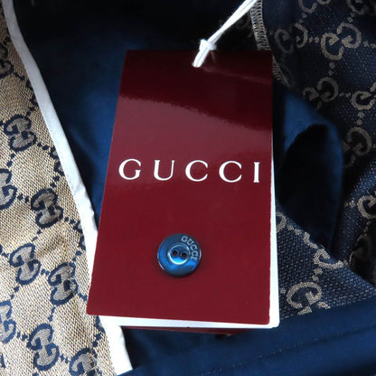 Gucci 786389 Linen Blend GG Jacquard Center Press Pants Beige Navy 36 Made in