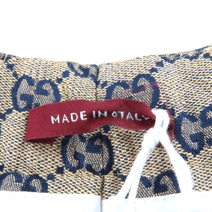 Gucci 786389 Linen Blend GG Jacquard Center Press Pants Beige Navy 36 Made in