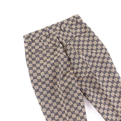 Gucci 786389 Linen Blend GG Jacquard Center Press Pants Beige Navy 36 Made in
