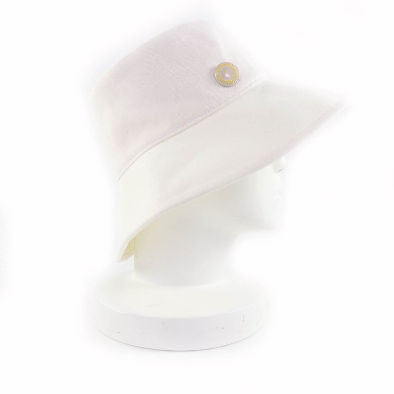 Hermes Gaelle Hemp Cotton Blend Hat Bucket Hat White 58 Made in France Genuine