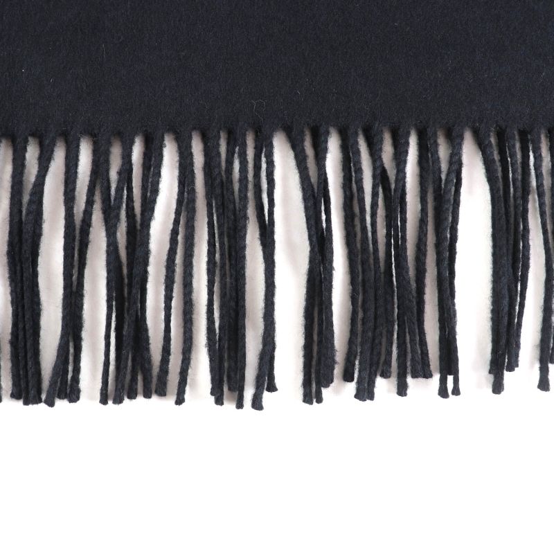 Prada 2023 1fs047 Silk Cashmere Blend Fringe Scarf with Triangle Logo Plate