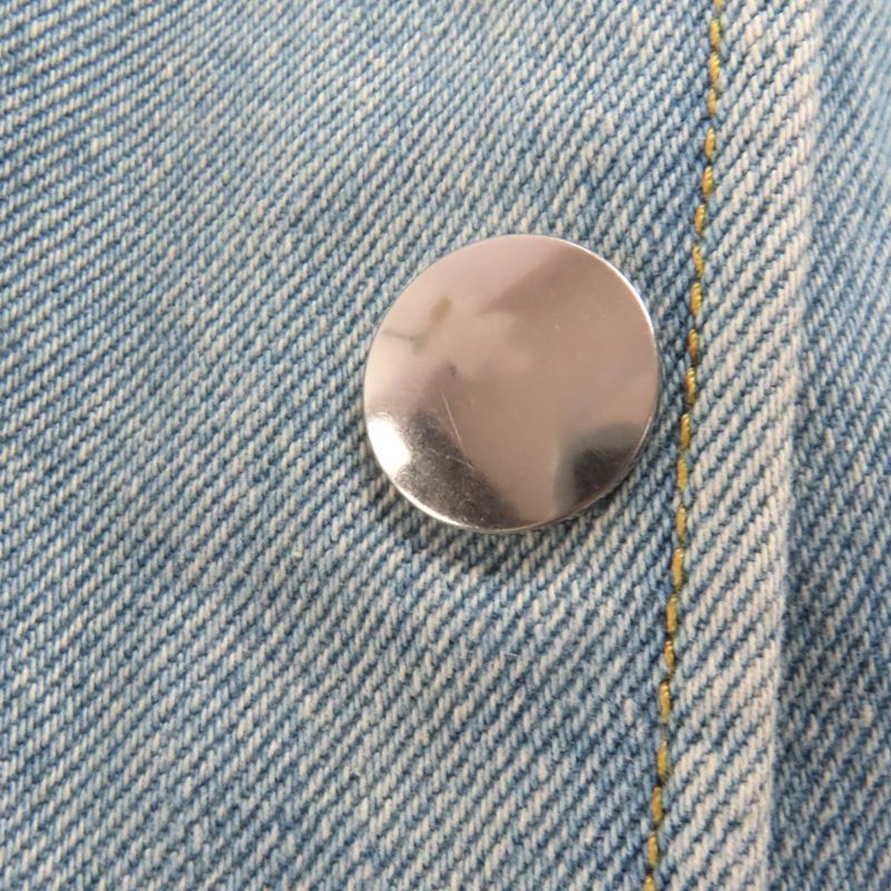 Prada 22ss Gfc037 Organic Denim Shirt 100% Cotton Navy Damaged Short Sleeves