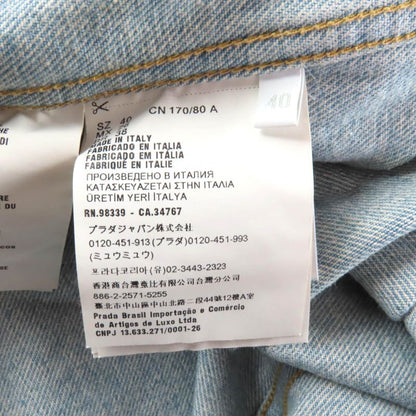 Prada 22ss Gfc037 Organic Denim Shirt 100% Cotton Navy Damaged Short Sleeves