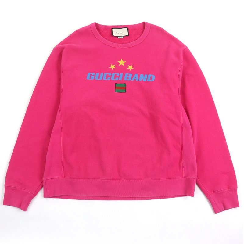 Good Quality ?Gucci 563972 Gucci Band Logo Print Embroidered Sweatshirt Pink L