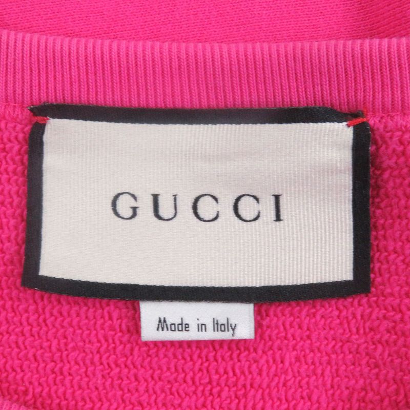 Good Quality ?Gucci 563972 Gucci Band Logo Print Embroidered Sweatshirt Pink L