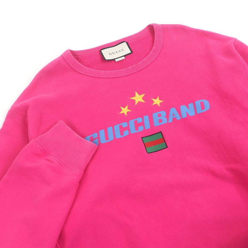 Good Quality ?Gucci 563972 Gucci Band Logo Print Embroidered Sweatshirt Pink L