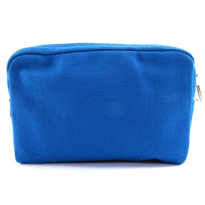 Prada 1na021 Canapalogo Leather Use Logo Print Striped Canvas Pouch Blue