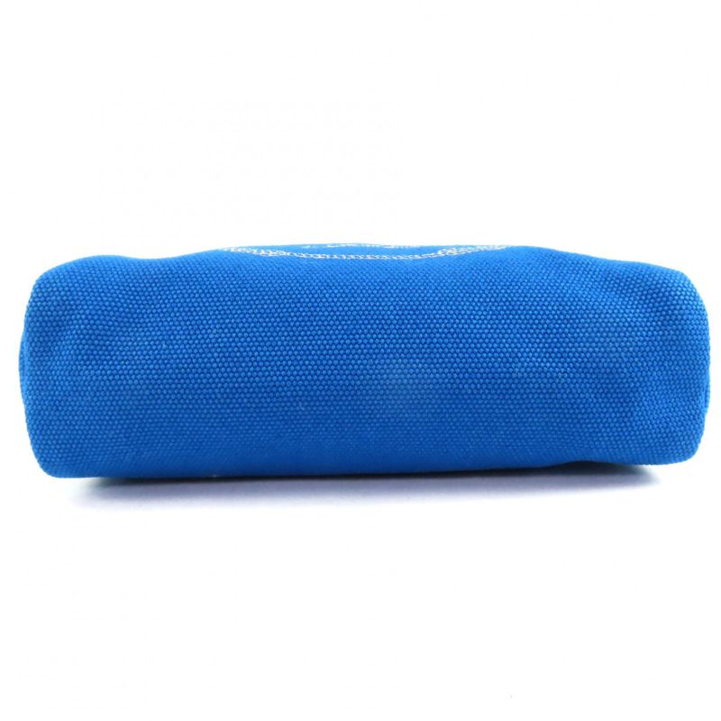 Prada 1na021 Canapalogo Leather Use Logo Print Striped Canvas Pouch Blue