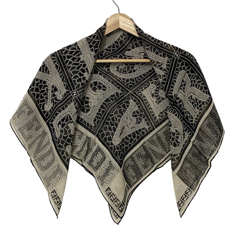 Fendi Scarf - Black and Beige Lace
