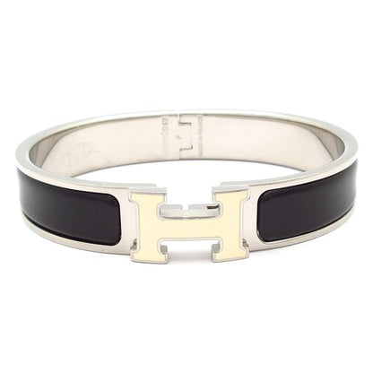 Hermes Bangle Excellent Condition Click H Silver X Black X White