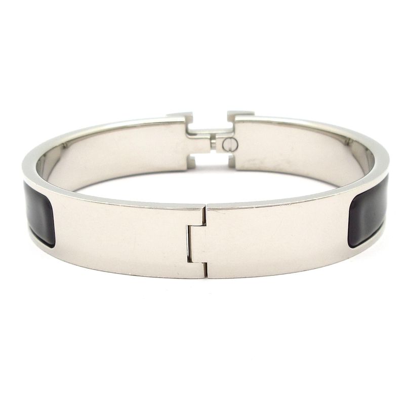 Hermes Bangle Excellent Condition Click H Silver X Black X White