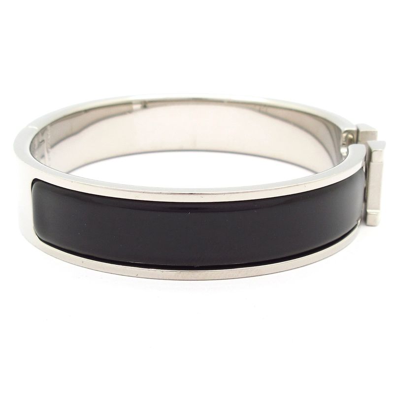 Hermes Bangle Excellent Condition Click H Silver X Black X White