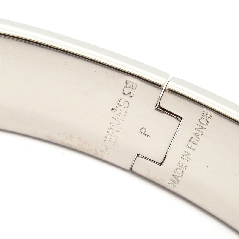 Hermes Bangle Excellent Condition Click H Silver X Black X White