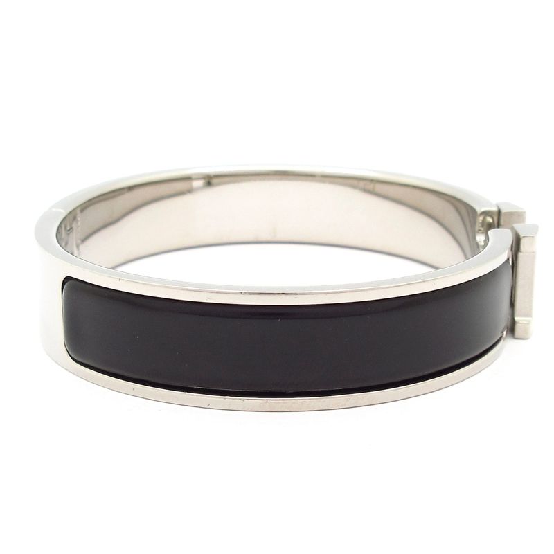 Hermes Bangle Excellent Condition Click H Silver X Black X White
