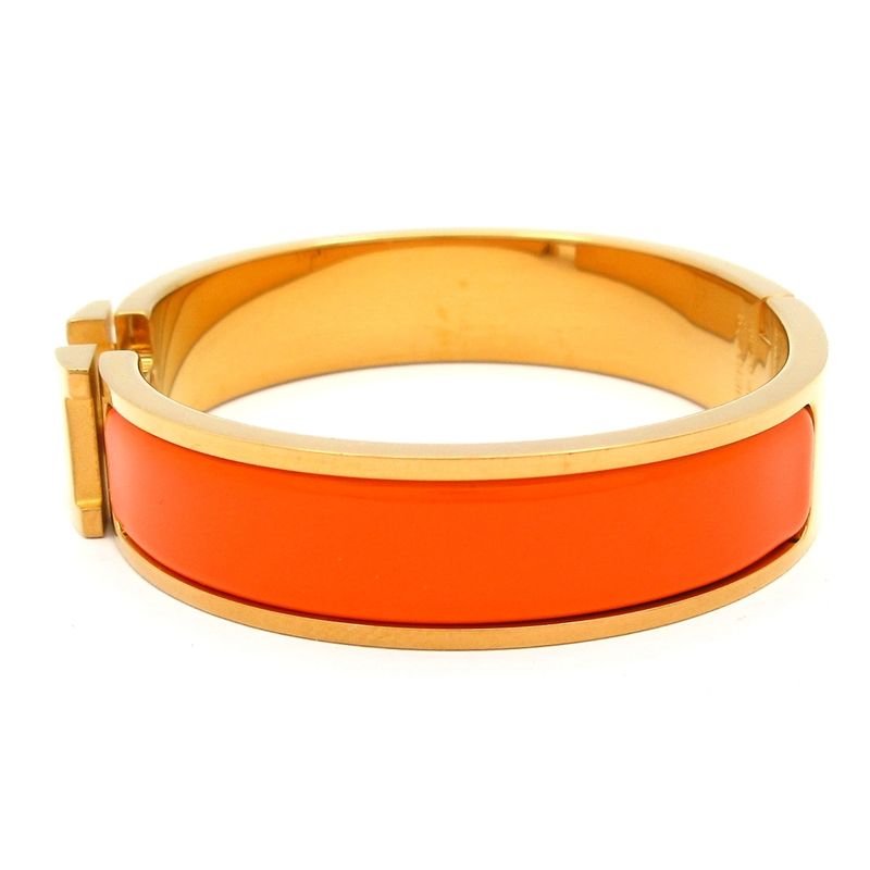 Hermes Bangle Click H Gold and Orange