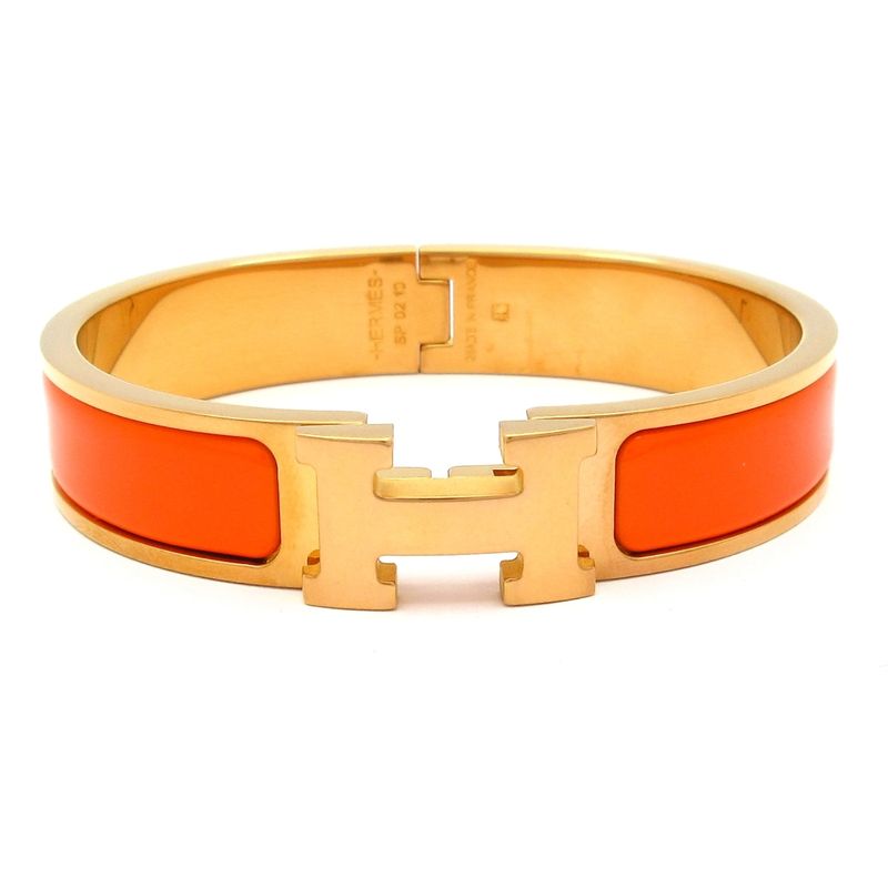 Hermes Bangle Click H Gold and Orange