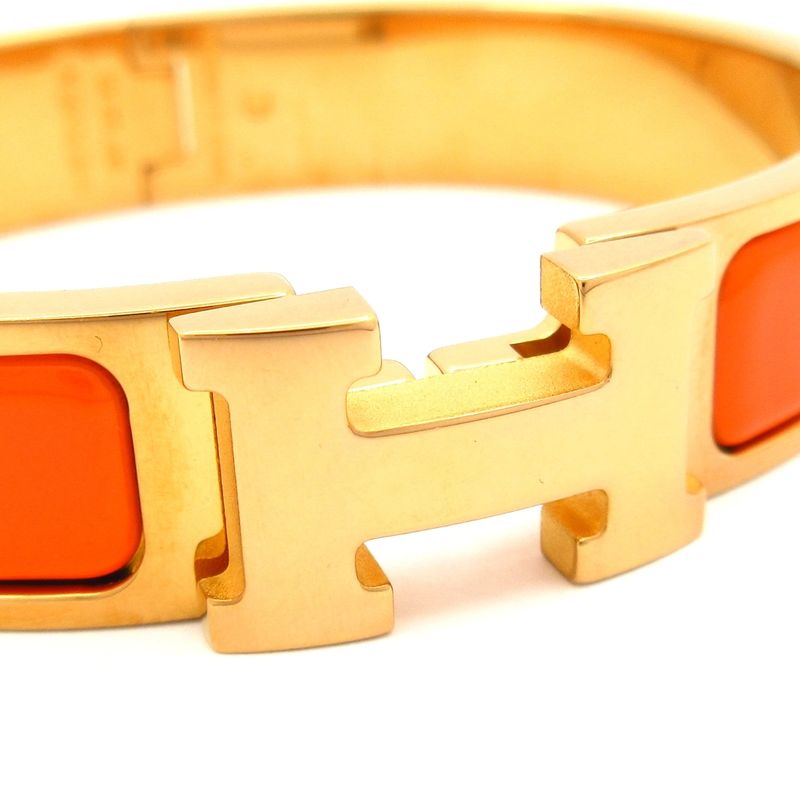 Hermes Bangle Click H Gold and Orange