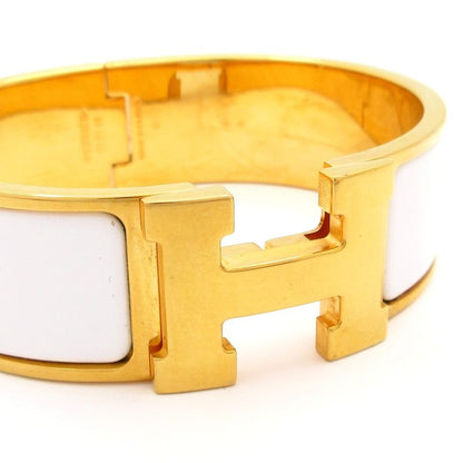 Hermes Bangle Click Clack H Gold and White