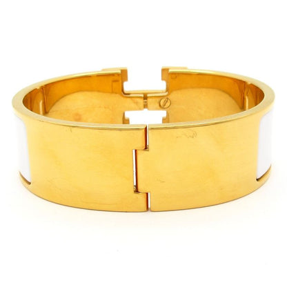 Hermes Bangle Click Clack H Gold and White