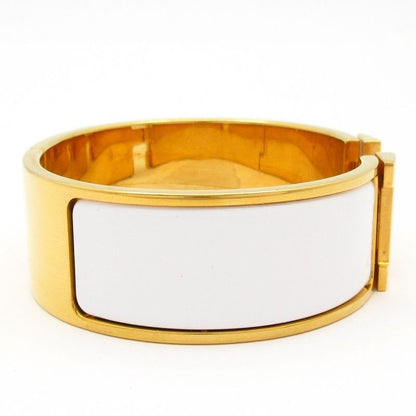 Hermes Bangle Click Clack H Gold and White