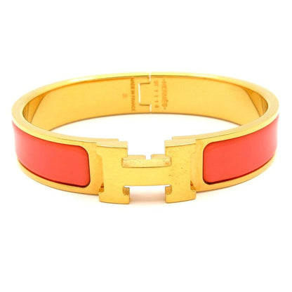 Hermes Bangle Click H Gold and Salmon Pink