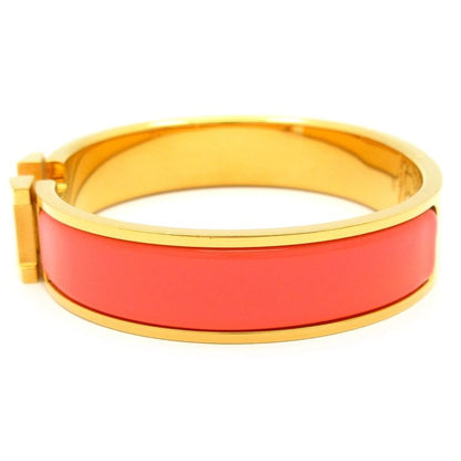 Hermes Bangle Click H Gold and Salmon Pink