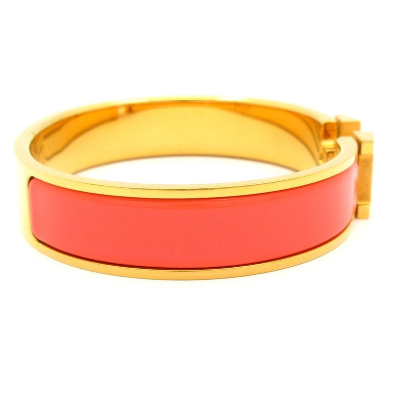 Hermes Bangle Click H Gold and Salmon Pink