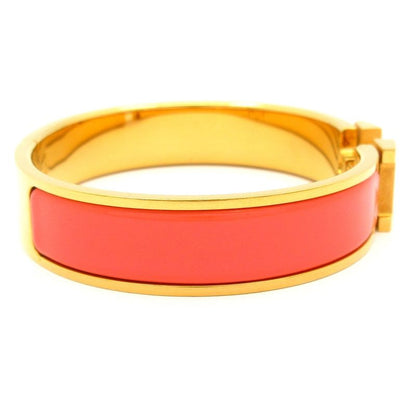 Hermes Bangle Click H Gold and Salmon Pink