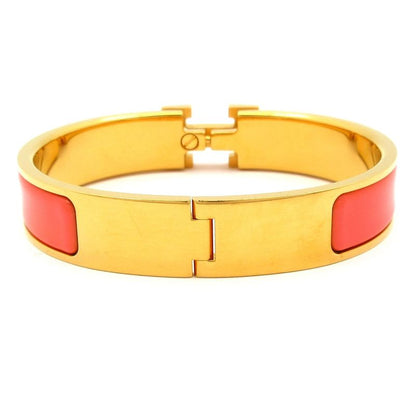 Hermes Bangle Click H Gold and Salmon Pink