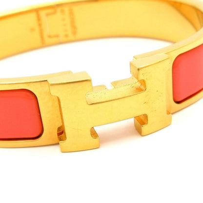 Hermes Bangle Click H Gold and Salmon Pink