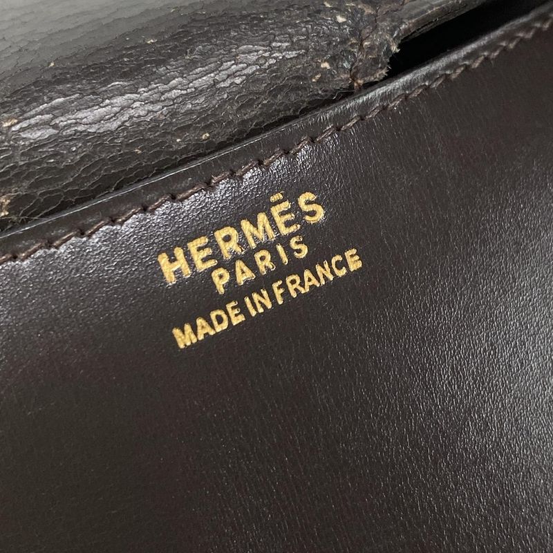 Hermes Shoulder Bag Constance 23 Dark Brown Gold Hardware