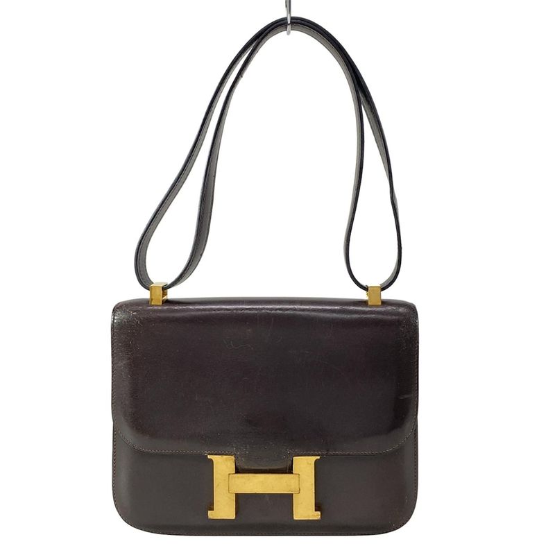 Hermes Shoulder Bag Constance 23 Dark Brown Gold Hardware